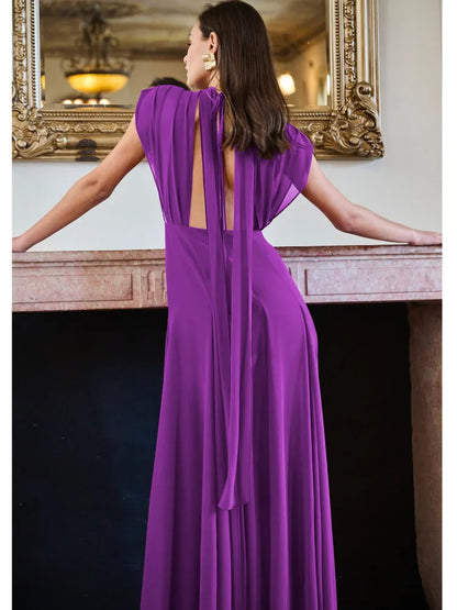 Elegante vestido de noche ajustado sin mangas con abertura para fiesta para mujer, vestido largo sexy con escote en V profundo sin espalda, vestido de otoño e invierno