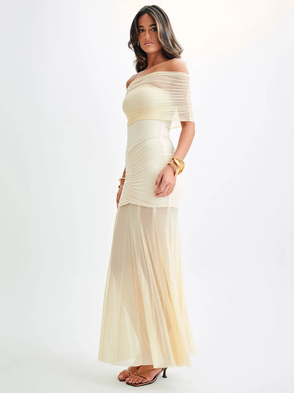 Elegante vestido largo sin mangas de malla con retazos de doble capa para mujer, vestido de noche ajustado con perspectiva sexy, vestido ajustado