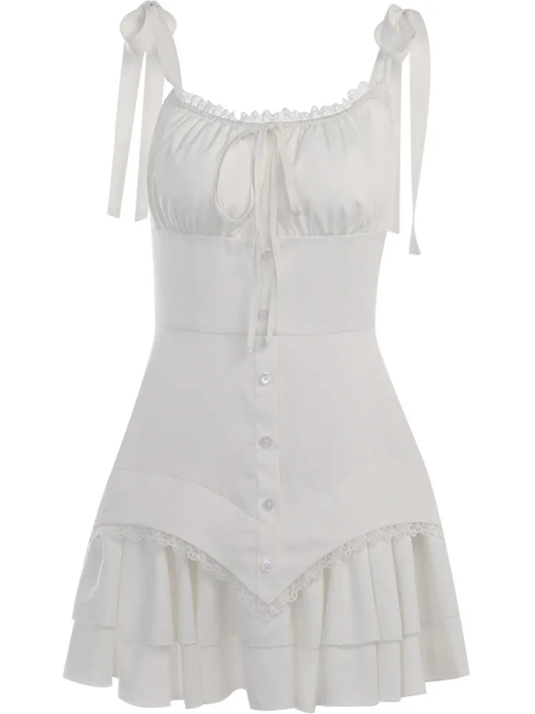 Elegante vestido ajustado sin mangas con volantes y borde para mujer, falda corta sexy con volantes y borde, ropa de moda para fiestas callejeras y clubes.
