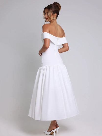 Elegant Sleeveless Tight Zipper Dress Women Sexy One Shoulder Backless Vestido Autumn/Winter Party Club Evening Dress