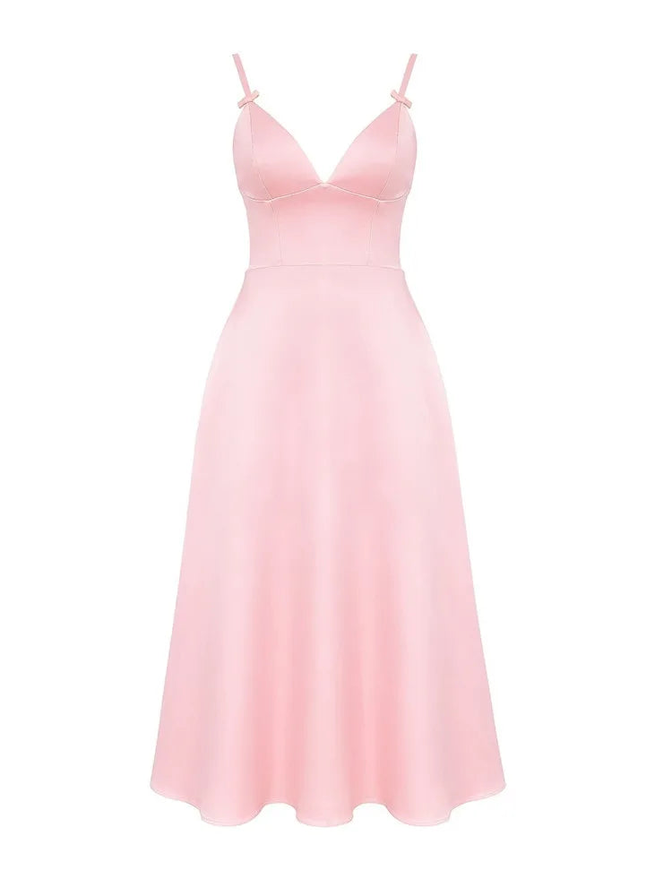Elegant Spaghetti Strap Bodycon Party Evening Dress Women Sexy Deep V Backless Female Slim Vestido Autumn/Winter 2025