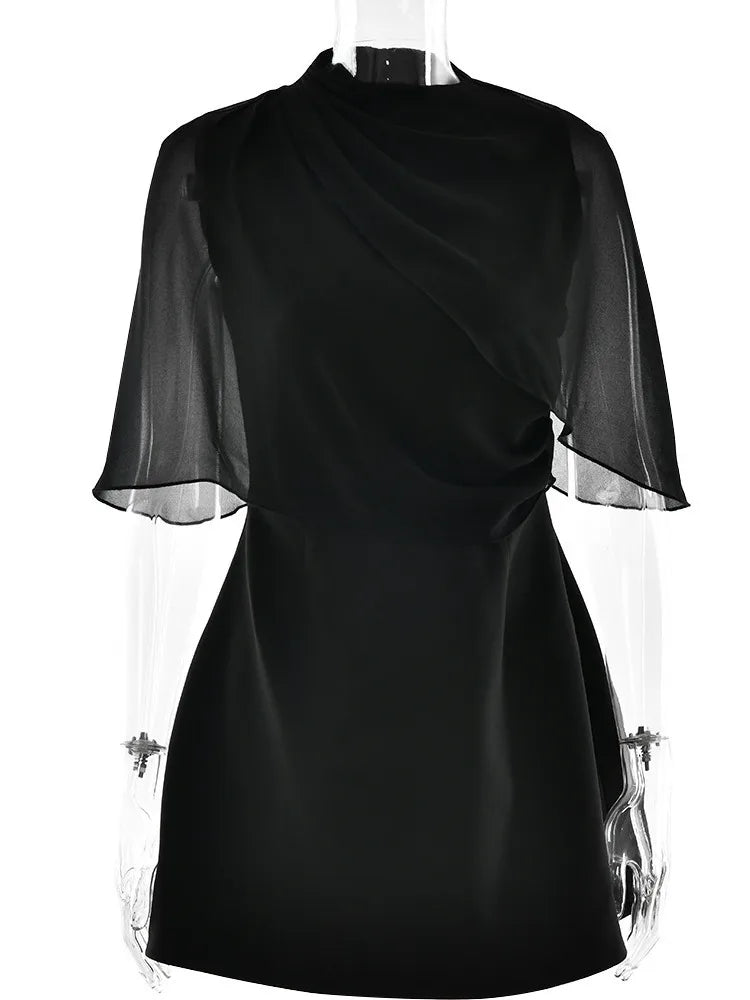 Fashion Autumn/Winter Half Sleeve Bodycon Women Dress Sexy Shawl Splicing Backless Dress Elegant Dance Party Vestido2025