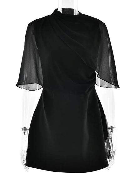 Fashion Autumn/Winter Half Sleeve Bodycon Women Dress Sexy Shawl Splicing Backless Dress Elegant Dance Party Vestido2025