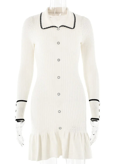Suéter de punto de moda, vestido ajustado de manga larga con botones para mujer, otoño/invierno 2025, nuevo, elegante, ropa de calle.