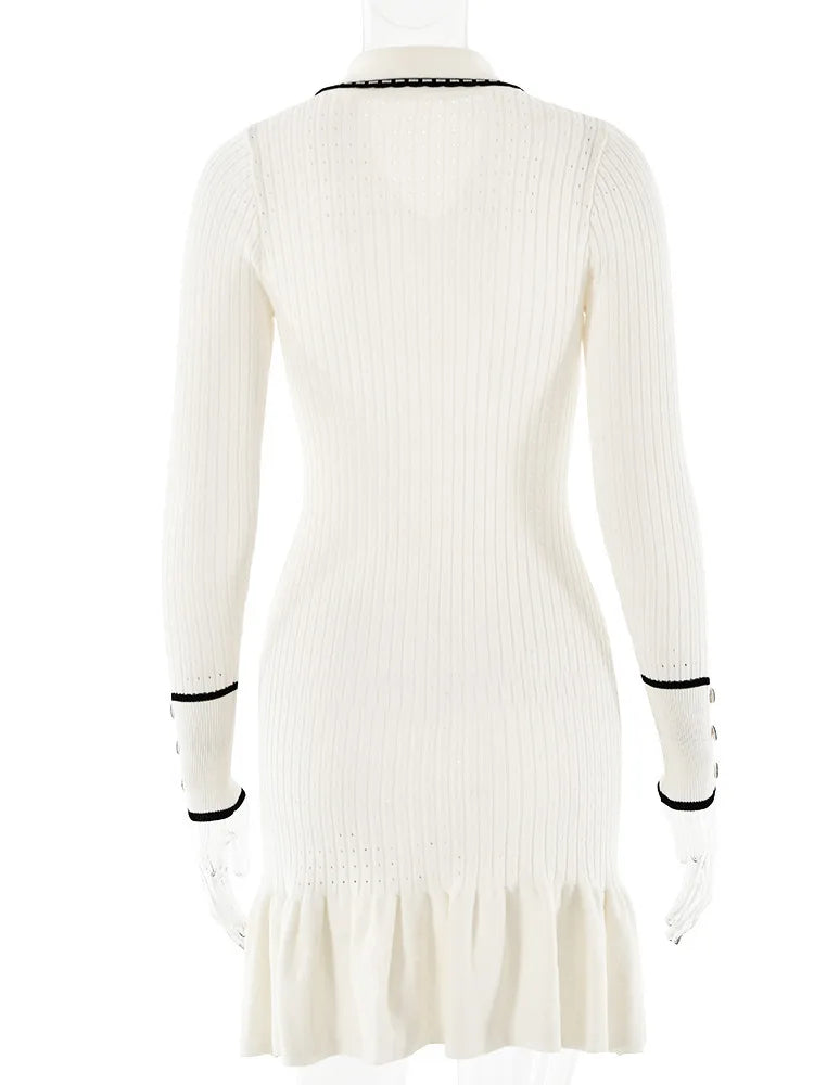 Suéter de punto de moda, vestido ajustado de manga larga con botones para mujer, otoño/invierno 2025, nuevo, elegante, ropa de calle.