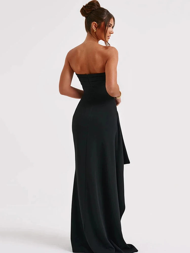 Vestido de noche sexy sin mangas ajustado para mujer, vestido maxi ajustado con abertura alta para mujer, vestido elegante irregular para fiesta y club.