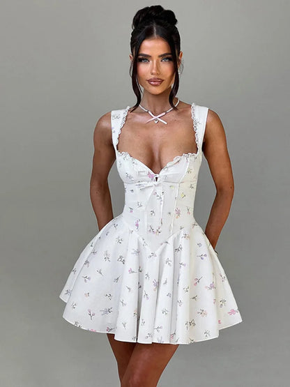 Vestido plisado sexy sin mangas con escote en V profundo y espalda descubierta para mujer, vestido de otoño con falda a la cadera, vestido ajustado sexy de encaje estampado