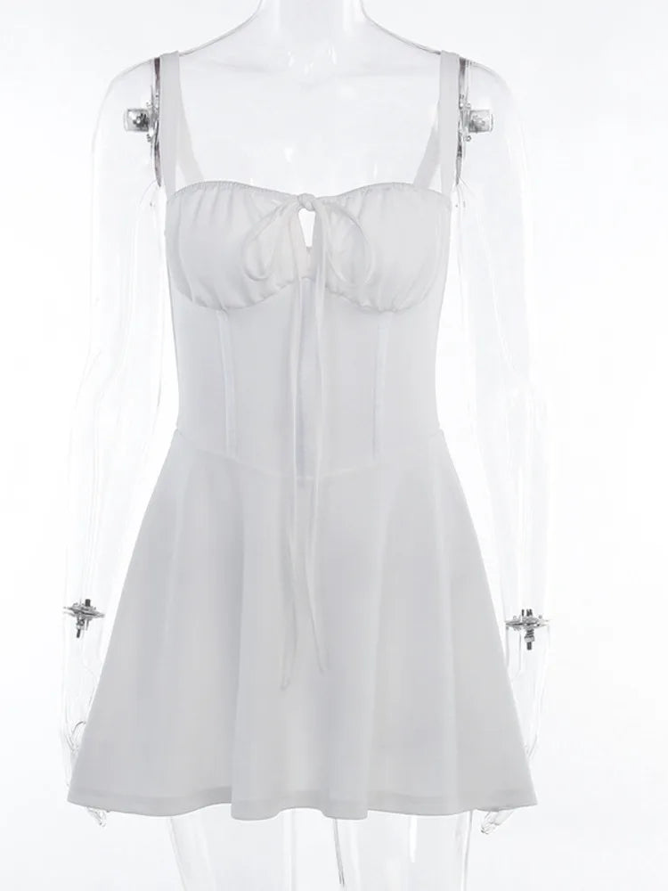 Vestido sexy ajustado con tirantes finos y cordones para mujer, vestido de moda con falda a la cadera y bolso, vestido elegante y ajustado para fiesta de noche