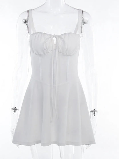 Vestido sexy ajustado con tirantes finos y cordones para mujer, vestido de moda con falda a la cadera y bolso, vestido elegante y ajustado para fiesta de noche