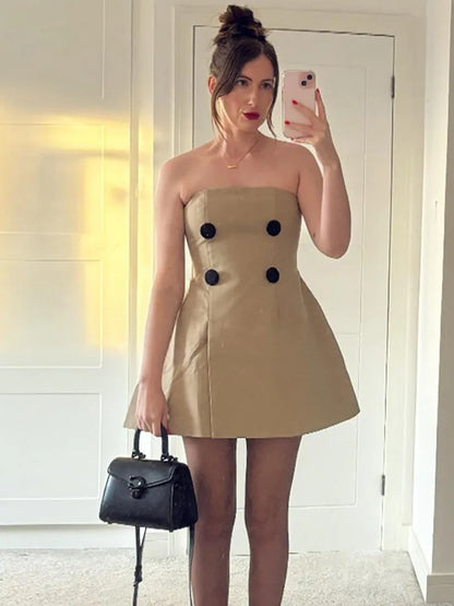 Sexy Strapless Skirt Tight Women Dress 2025 Autumn / Winter New Female Off Shoulder A-line Dress Bodycon Street Clothing