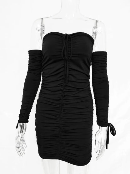 Vestido Bandage ajustado para mujer, sexy, con hombros descubiertos, manga larga, elástico, para fiesta, Otoño e Invierno