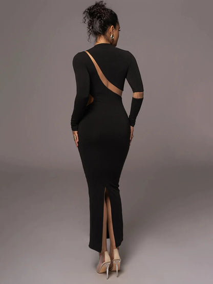 -Women’s Split Long Sleeve Midi Dress, Sexy Hollow Out, Split, Irregular, Irregular, Party, Club, Evening