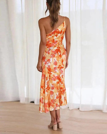 Kathy™ | Women's Maxi Dress with Asymmetrical Cut and Floral Pattern
