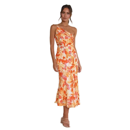 Kathy™ | Women's Maxi Dress with Asymmetrical Cut and Floral Pattern