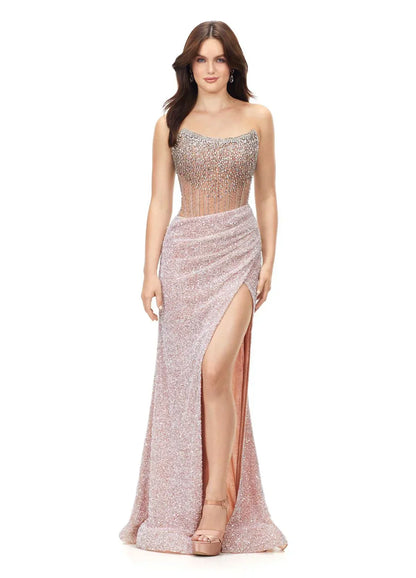 Ashley Lauren 11238 Corset Bustier Gown Wrap Skirt Evening Prom Dress