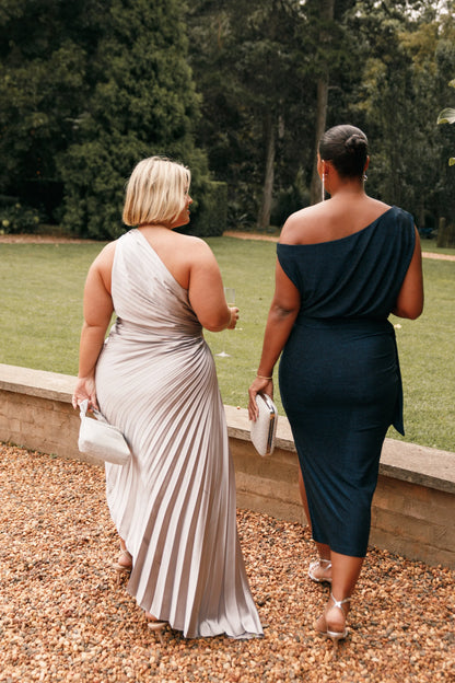 Kleo One Shoulder Maxi Dress - Silver