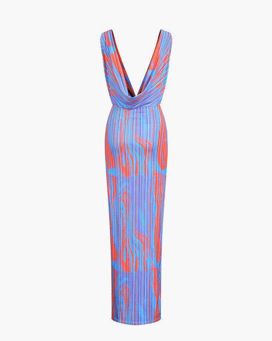 Flaming Passions Cowl Neck Long Dress
