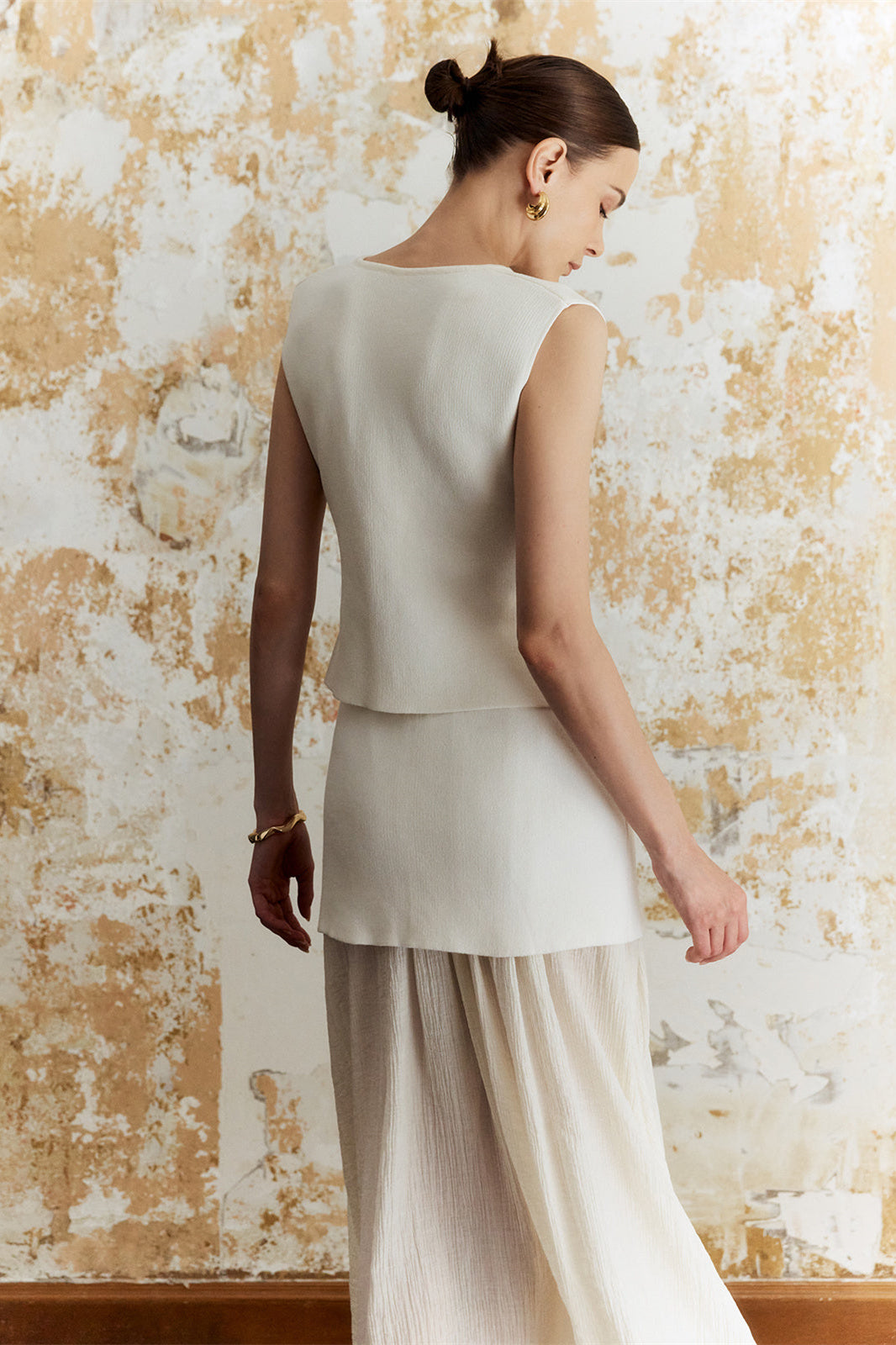 Conjunto de punto con falda plisada y empalmada Lynn 