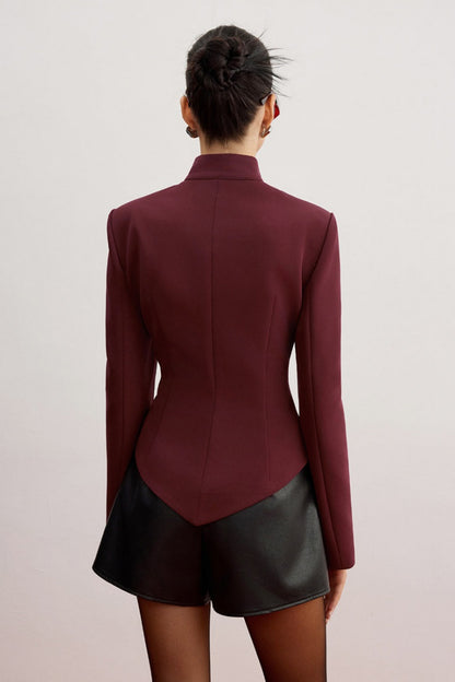 Edwina Stand Collar Cutout Blazer