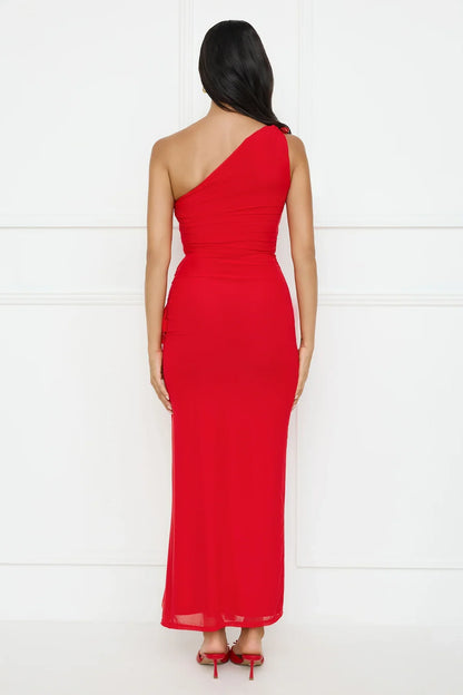 Neon Nectar One Shoulder Mesh Maxi Dress