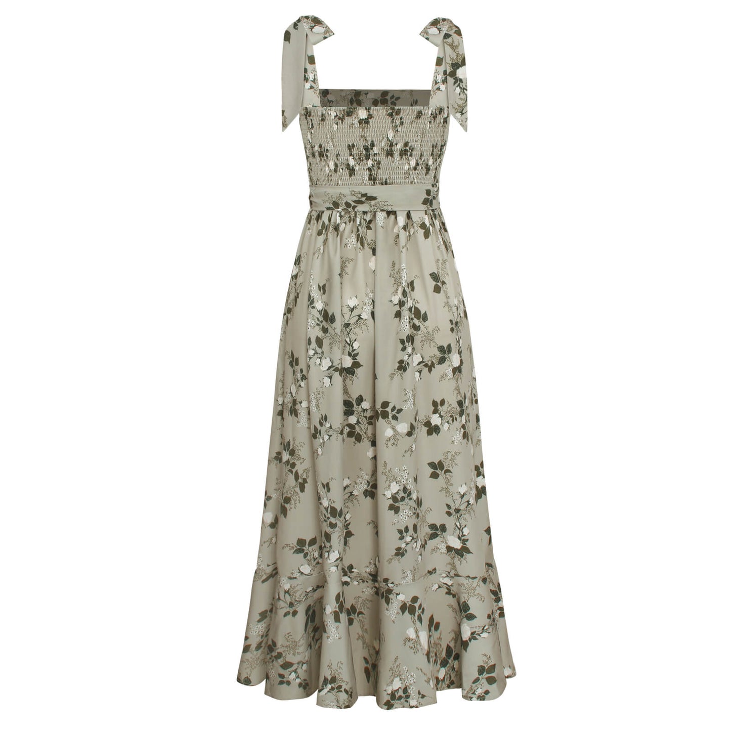 BUDDING BEAUTY SPLIT FLORAL MAXI DRESS - GREY
