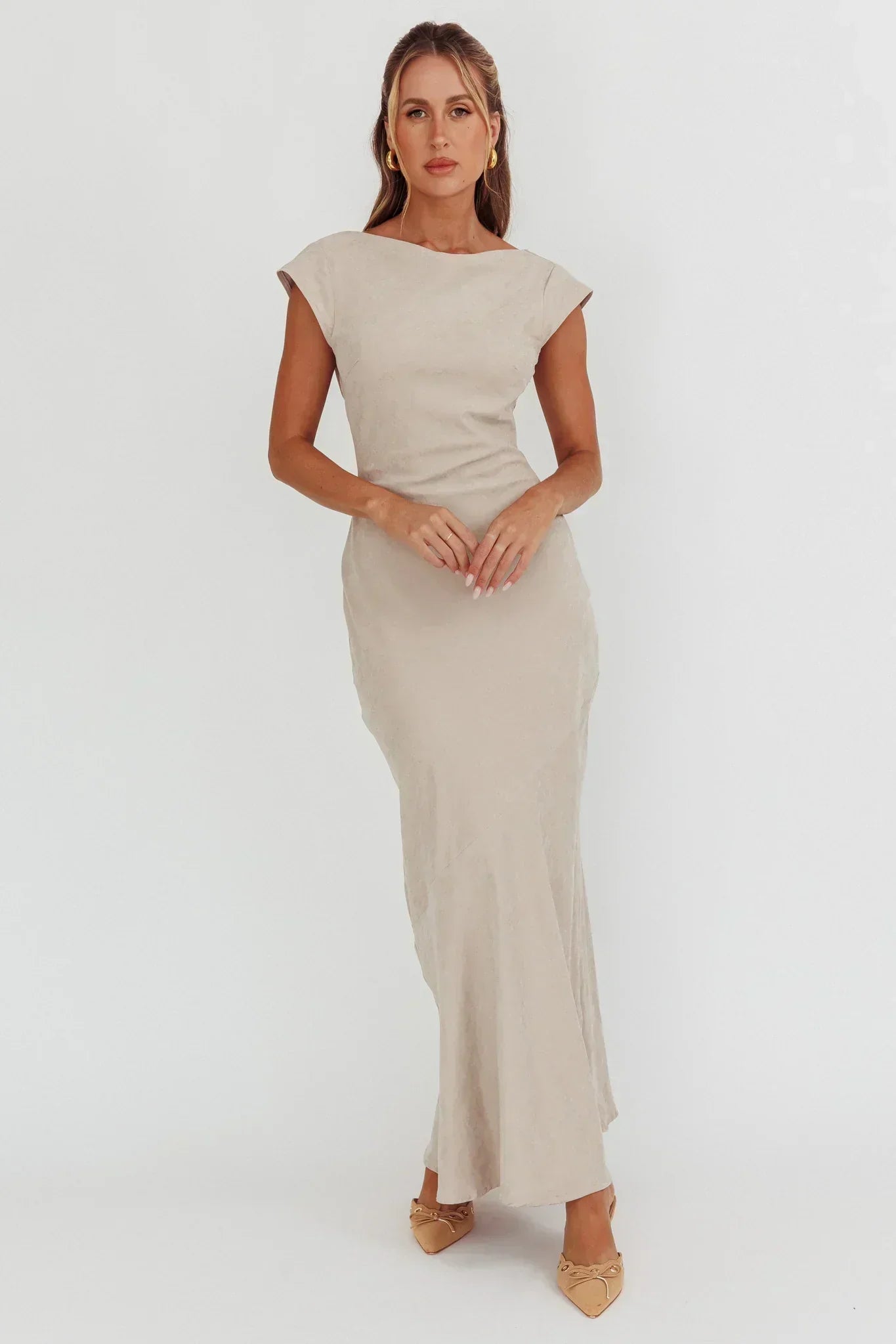 Maysa Cowl Back Maxi Dress Mushroom