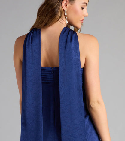 Eyes On Me Satin Mini Dress With Scarf