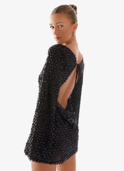 Edessa Sequin Mini Dress - Black