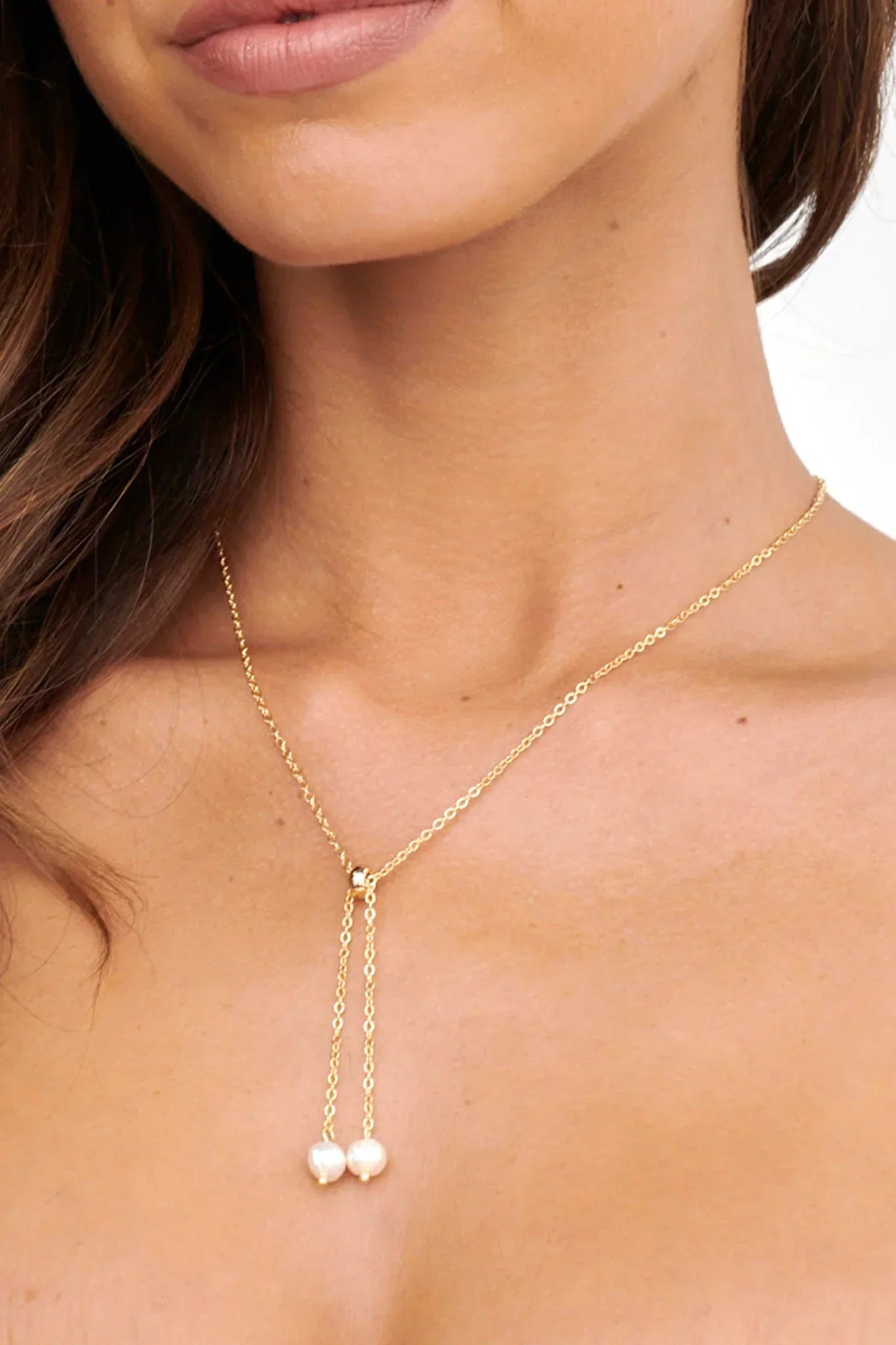 Esme Pearl Drop Necklace Gold