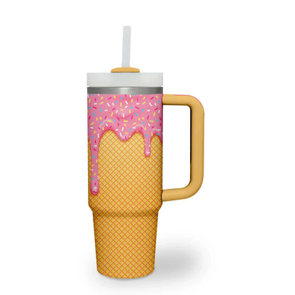 Ice Cream Custom Stanley Quencher 40oz Stainless Steel Tumbler