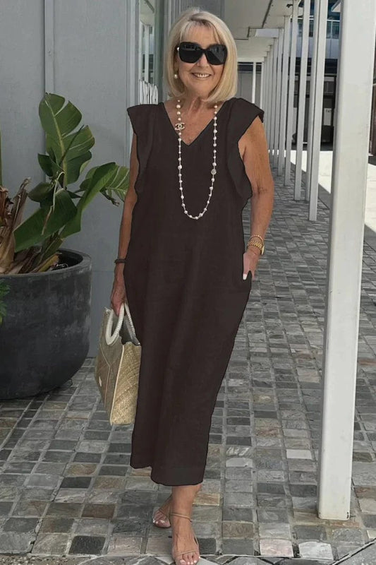 Chic Maxi Dress with V-Neck | Great for Everyday Wear