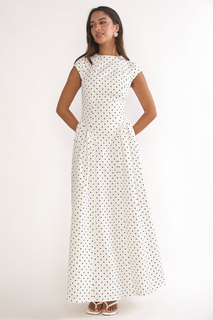 Lynnie Cap Sleeve Maxi Dress Polka Dot