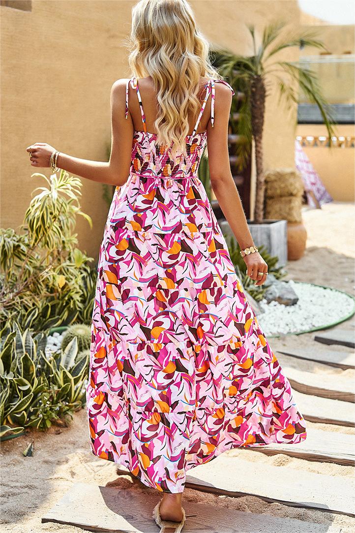 Vestido largo camisola con estampado bohemio 