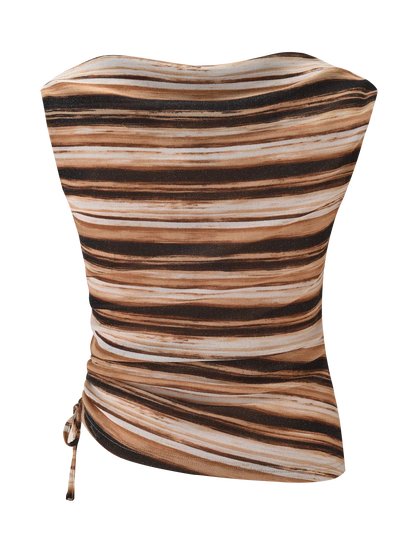 Braelyn Top - Brown Stripe