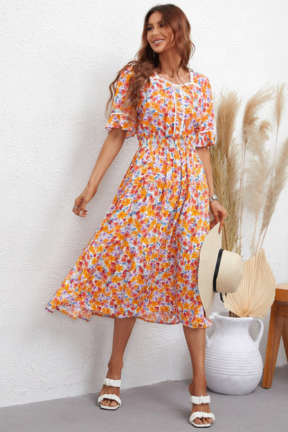 Women’s Floral Print Slim Fit Maxi Dress – Elegant Long Sleeve Dress for Special Occasions