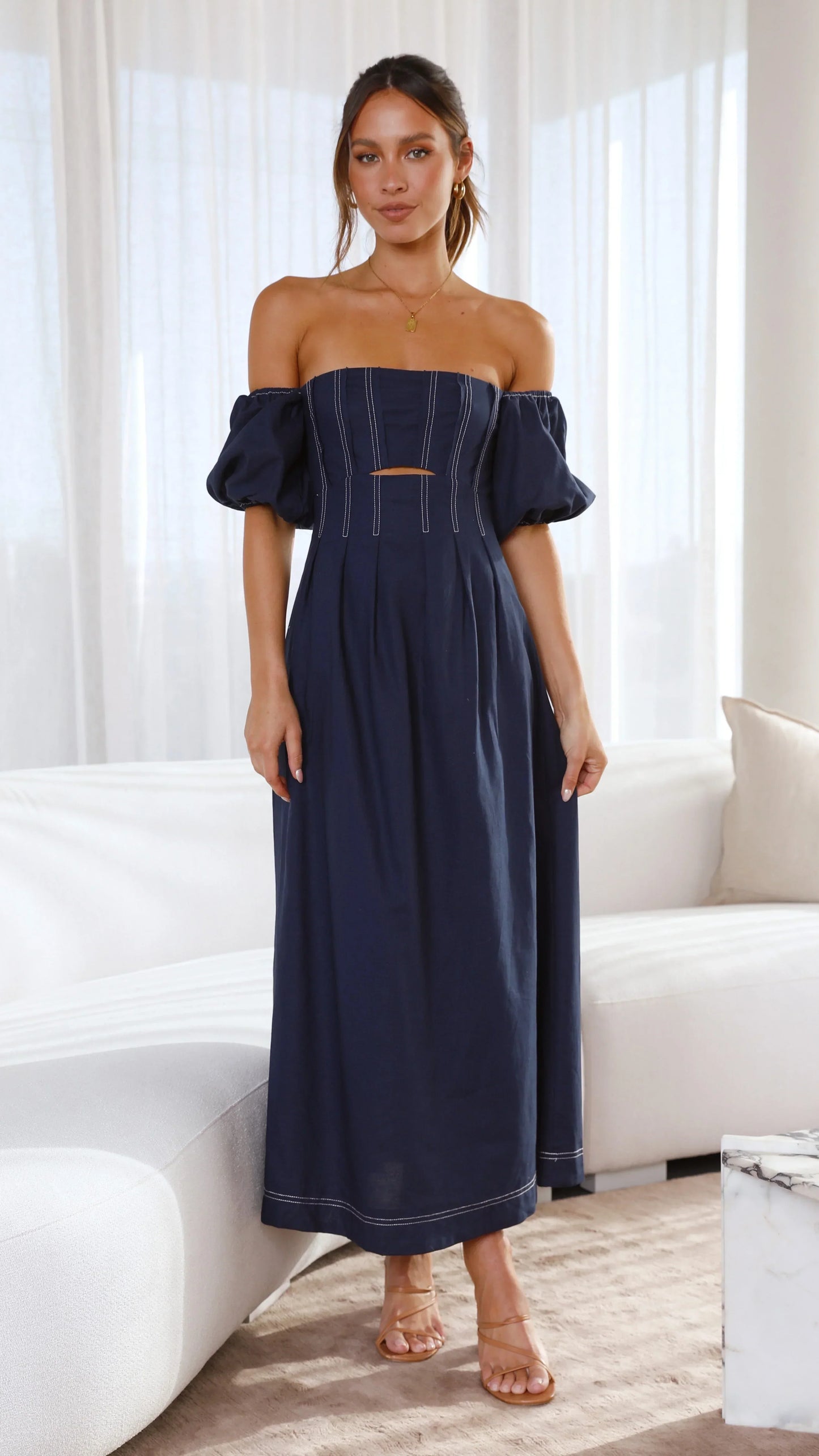 Claira Midi Dress - Navy