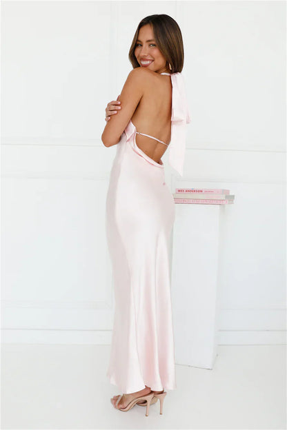 Majestic Girl Halter Satin Maxi Dress