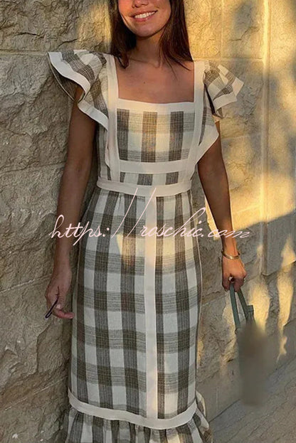 Contrast Paneled Sleeveless Square-neck Maxi Dress