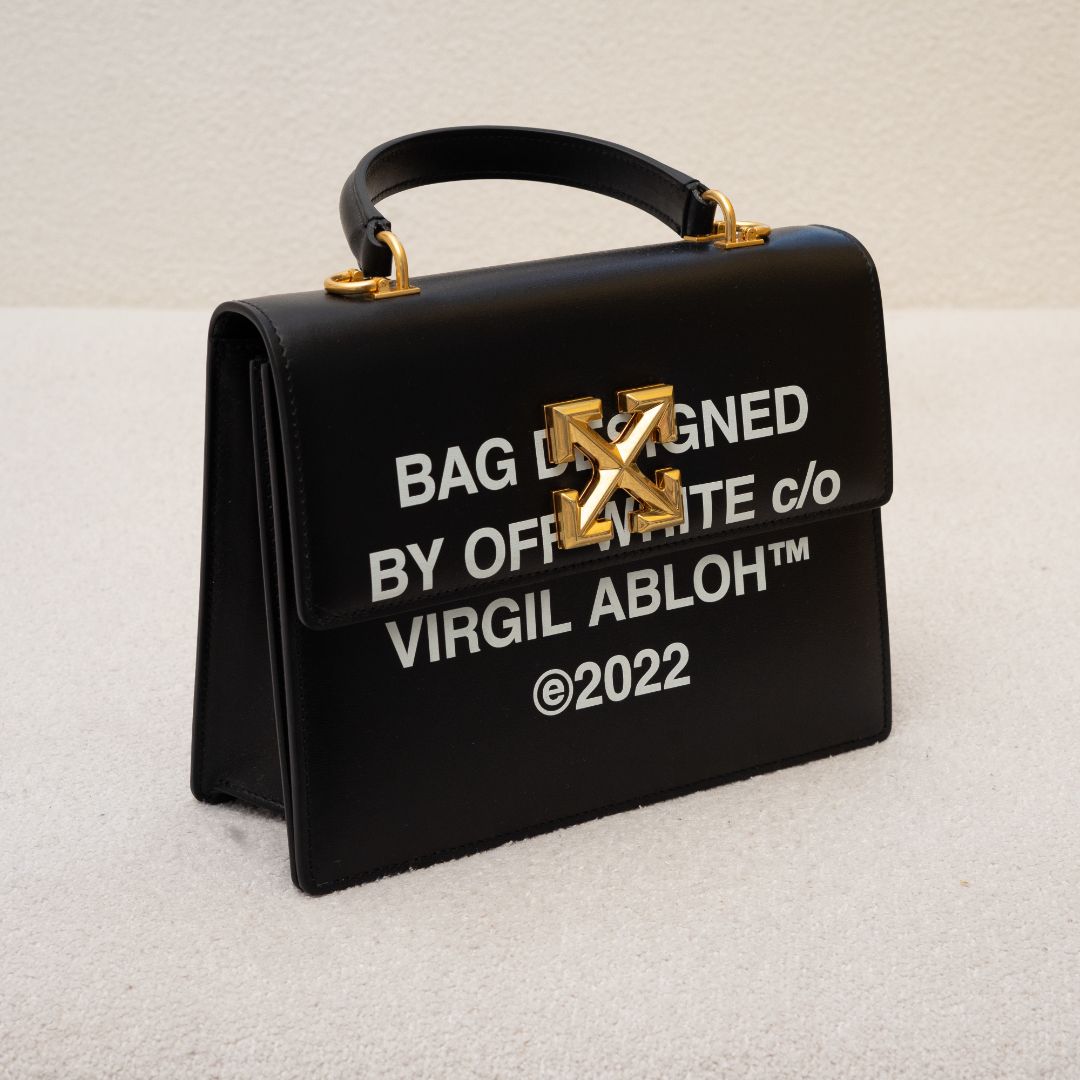 Off-White Printed Jitney Top-Handle Bag