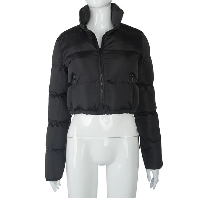 Chaqueta acolchada y abrigos de plumón liso para otoño e invierno para mujer, prendas de abrigo tipo burbuja, prendas de abrigo cortas, ropa de gran tamaño.