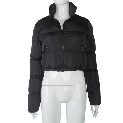 Chaqueta acolchada y abrigos de plumón liso para otoño e invierno para mujer, prendas de abrigo tipo burbuja, prendas de abrigo cortas, ropa de gran tamaño.