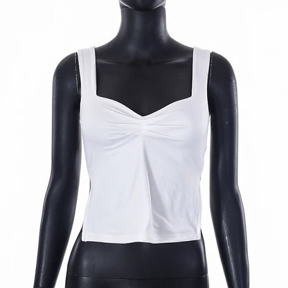 Square Collar Tank Women Slim Split Crop Tops Chic Backless Sleeveless Casual Camis Summer 2025 Y2K Double Layer