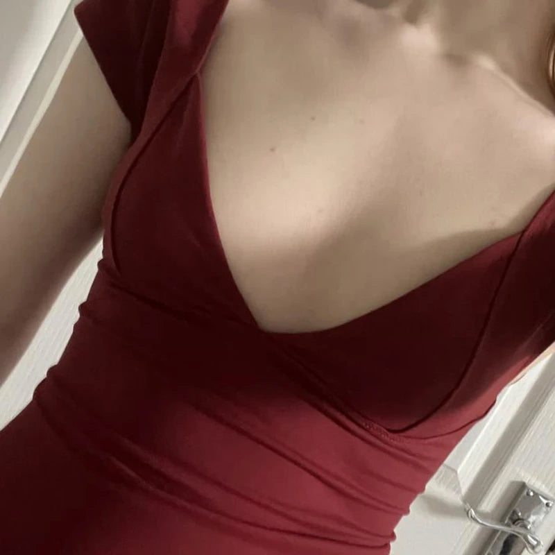 Camisetas sexys de verano para mujer, ropa elástica ajustada, camisetas de manga larga con cuello en V, ropa de calle