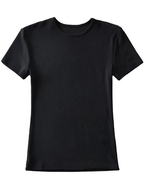 Casual Summer Woman Skinny Fit T-shirt Tight Short-Sleeve O-neck Tee Basic Solid Crop Tops T Shirt