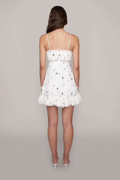 Vestido lencero corto con bordado floral de Setlla 