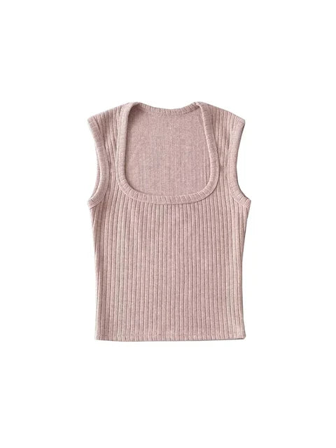 Crop Tops Women Summer Solid Sexy Tank Top Sleeveless Thin Knit Basic Outwear Elastic Camis