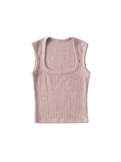 Crop Tops Women Summer Solid Sexy Tank Top Sleeveless Thin Knit Basic Outwear Elastic Camis