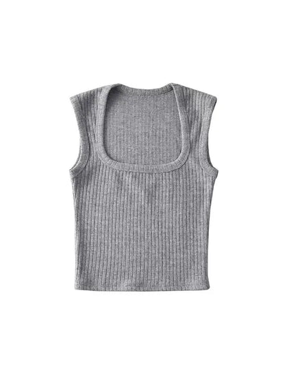 Crop Tops Women Summer Solid Sexy Tank Top Sleeveless Thin Knit Basic Outwear Elastic Camis