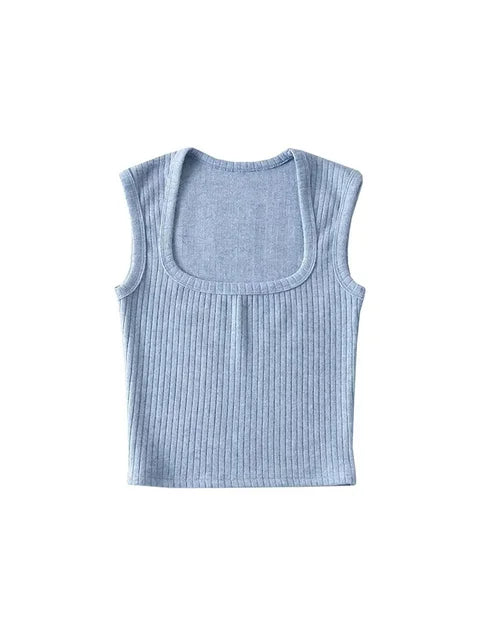 Crop Tops Women Summer Solid Sexy Tank Top Sleeveless Thin Knit Basic Outwear Elastic Camis
