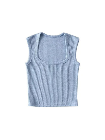 Crop Tops Women Summer Solid Sexy Tank Top Sleeveless Thin Knit Basic Outwear Elastic Camis